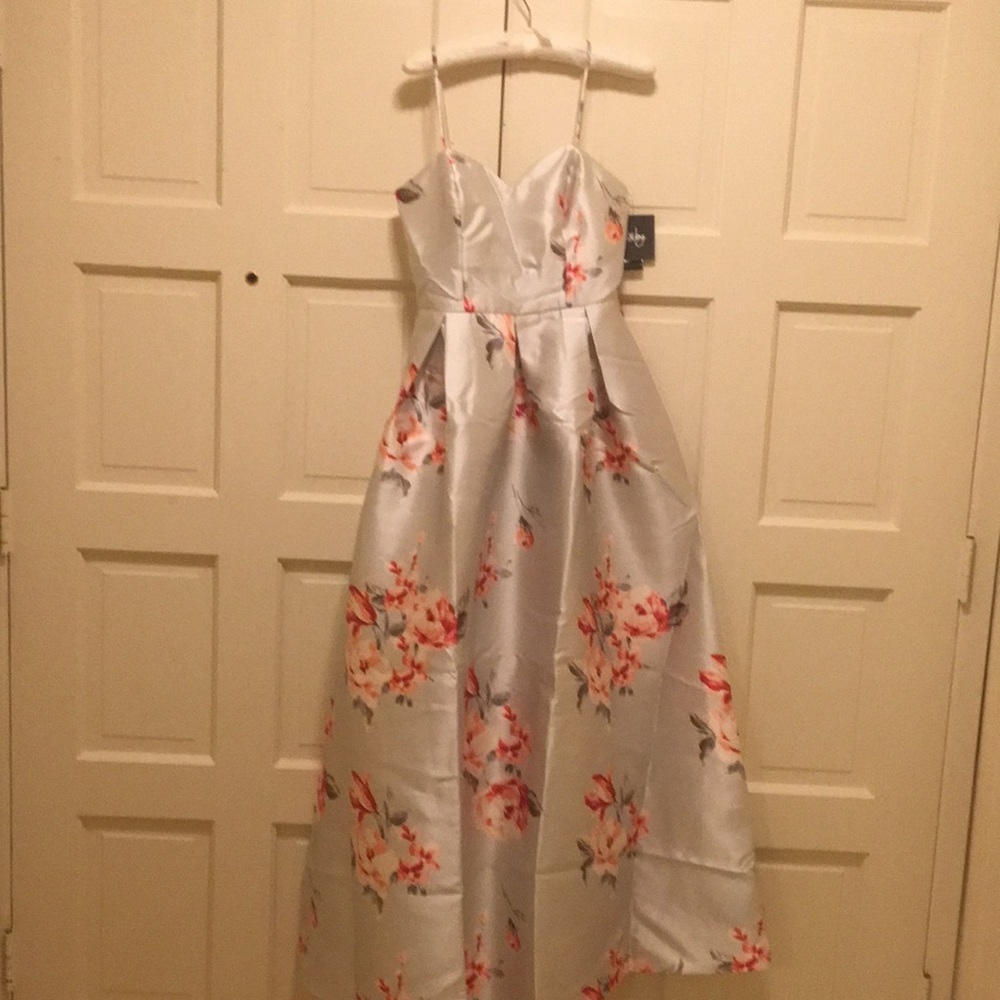 Ballgown silver background and pink flowers by and by size 7 new